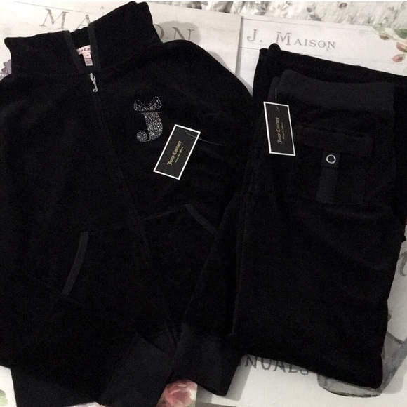Juicy Couture Other - ASO NWT Y2K✨Juicy Couture Vintage USA🇺🇸Black Velour Tracksuit M Jacket/Sm Pant